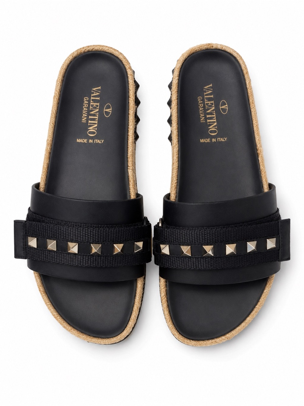 Gorgeous Valentino Black Slide Sandals with Gold Rockstuds Sz:37